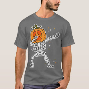 Halloween Boys Dabbing Skeleton Scary Pumpkin Jack T-Shirt