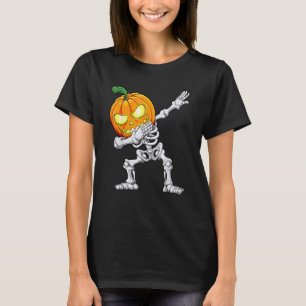 Halloween Boys Dabbing Skeleton Scary Pumpkin Jack T-Shirt