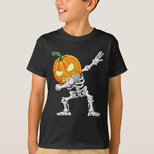 Halloween Boys Dabbing Skeleton Scary Pumpkin Jack T-Shirt