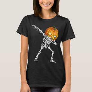 Halloween Boys Dabbing Skeleton Scary Pumpkin Jack T-Shirt