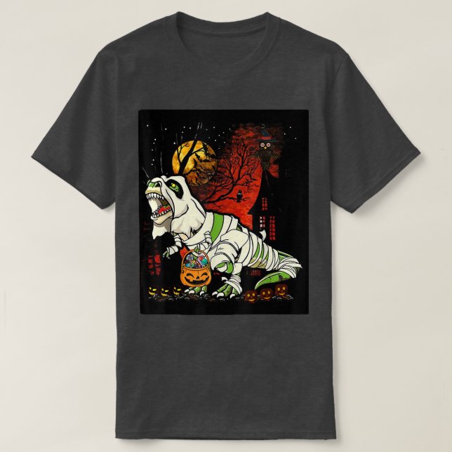 Halloween Boys Dinosaur Bard T re Scary Pumpkin Mo T-Shirt (Design Front)