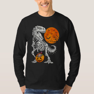 Halloween Boys Dinosaur Skeleton Rex Scary Pumpkin T-Shirt