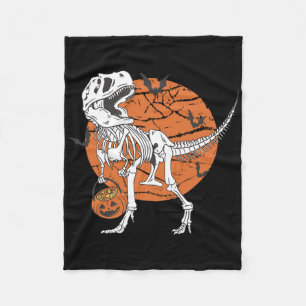 Halloween Boys Dinosaur Skeleton T Rex Scary Pumpk Fleece Blanket
