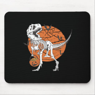 Halloween Boys Dinosaur Skeleton T Rex Scary Pumpk Mouse Pad