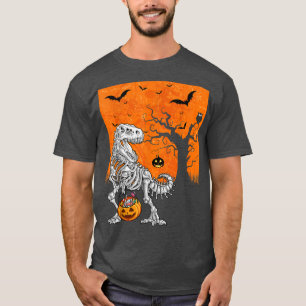 Halloween Boys Dinosaur Skeleton T Rex Scary Pumpk T-Shirt
