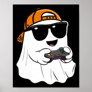 Halloween Boys Kids Ghost Gamer Scary Costume Gami Poster