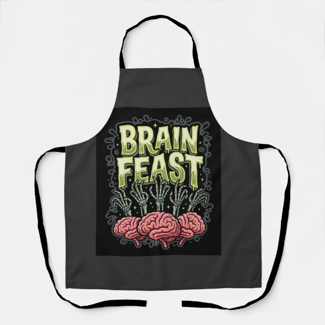 Halloween Brain Feast Zombie Hands Vector Design Apron (Front)