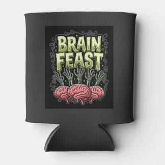 Halloween Brain Feast Zombie Hands Vector Design Can Cooler