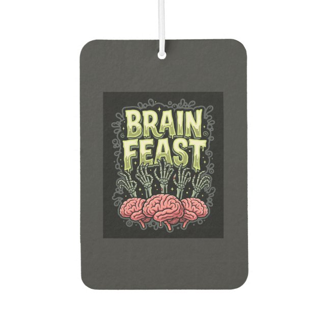Halloween Brain Feast Zombie Hands Vector Design Car Air Freshener (Front)