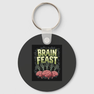 Halloween Brain Feast Zombie Hands Vector Design Key Ring