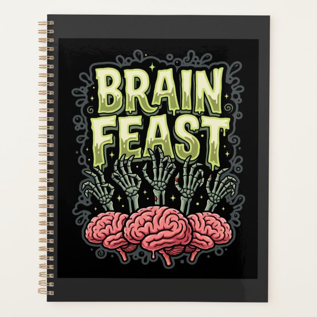 Halloween Brain Feast Zombie Hands Vector Design Planner (Front)