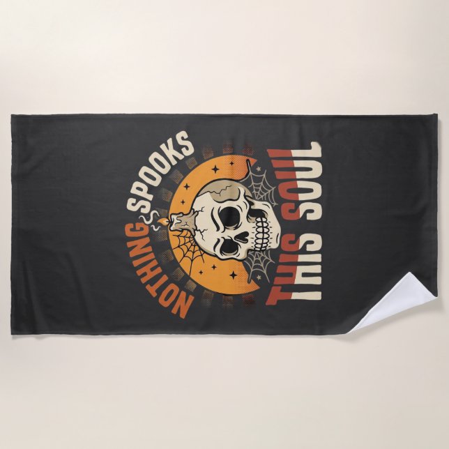 Halloween Brave Skeleton Night Beach Towel (Front)