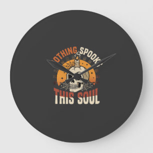 Halloween Brave Skeleton Night Large Clock