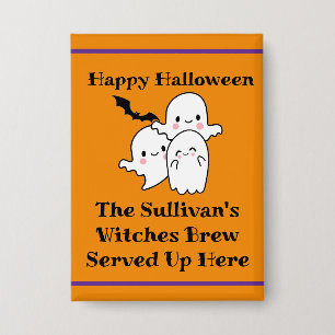 Halloween Brew Booze Personalise Ghost Bat Orange