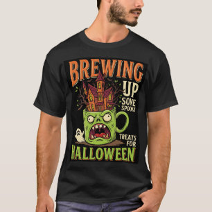 Halloween Brewing Up Spooky Treats Haunted Mug Des T-Shirt