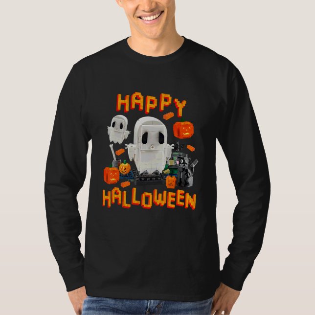 Halloween Brick Builder  Blocks Master Builder Kid T-Shirt (Front)