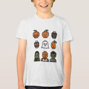 Halloween Brick Head Monster T-Shirt for Kids Tri-Blend Shirt