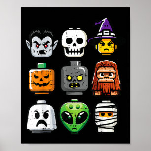 Halloween Brick Pumpkin Ghost Heads Costume Boys Poster