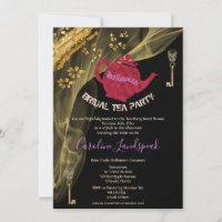 Halloween Bridal Red Tea Pot & Gold Skulls Party I