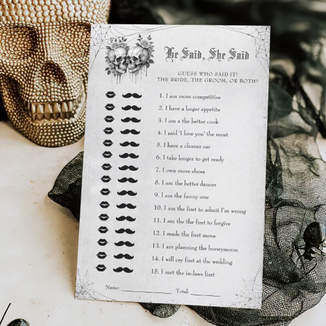 Halloween Bridal Shower He Said She Said Game (Creator Uploaded)