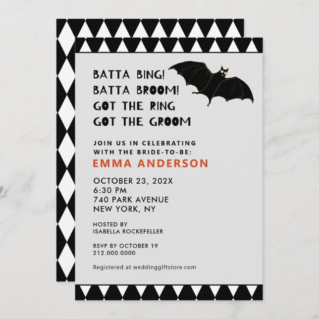Halloween Bridal Shower October Invitation (Front/Back)