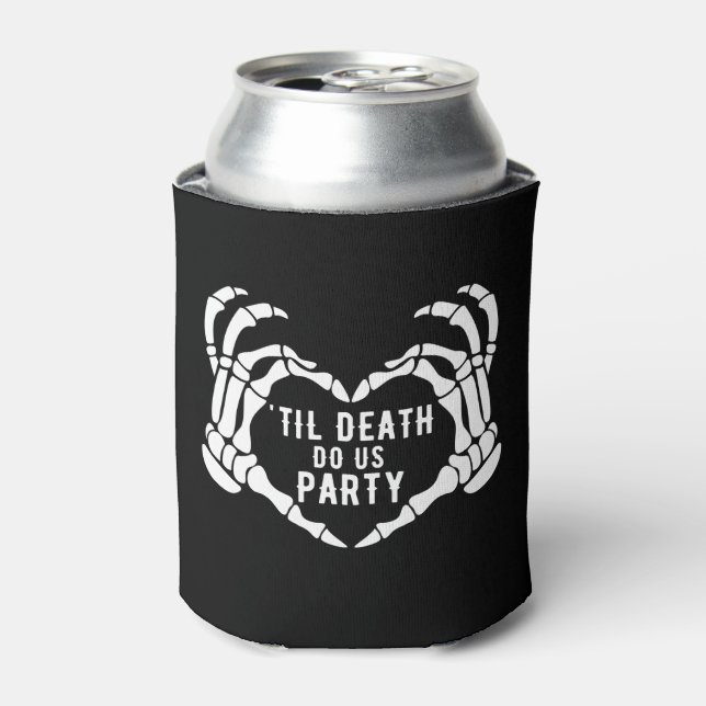 Halloween Bridal Shower Til Death Do Us Party Can Cooler (Can Front)