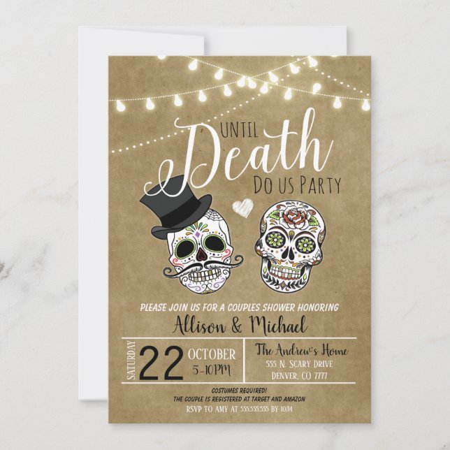 Halloween Bridal Shower Wedding Invitation (Front)
