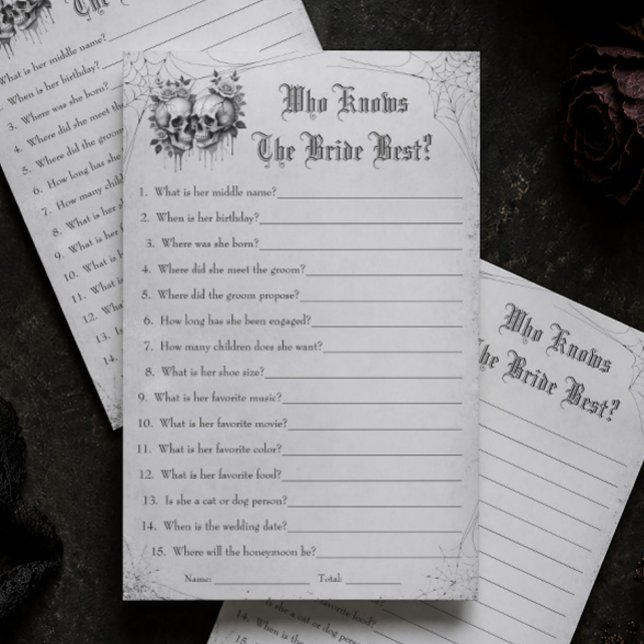 Halloween Bridal Shower Who Knows Bride Best Game (Creator Uploaded)