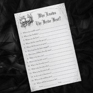 Halloween Bridal Shower Who Knows Bride Best Game