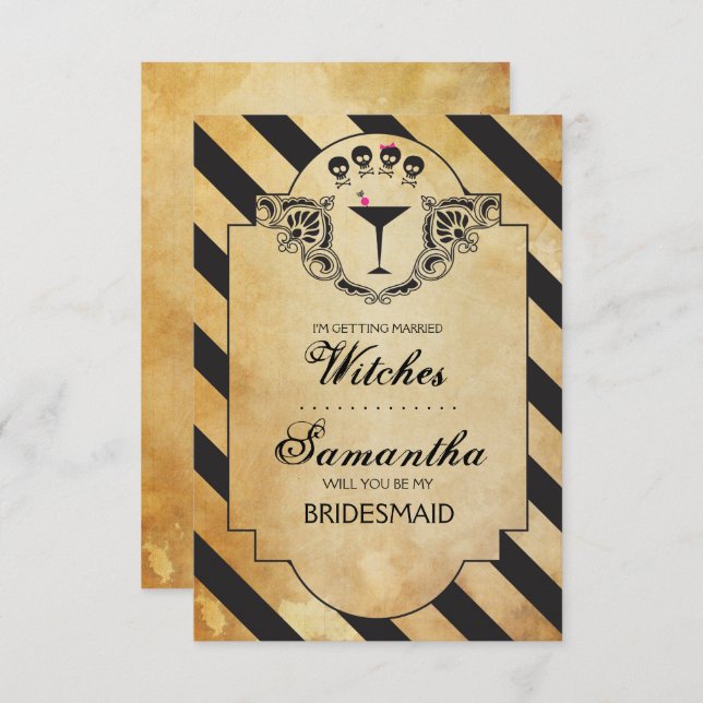 Halloween Bridesmaid Proposal Invite ~ Funny (Front/Back)