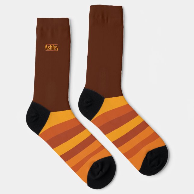 Halloween Bright Yellow Orange Secretly Wild Socks (Right)