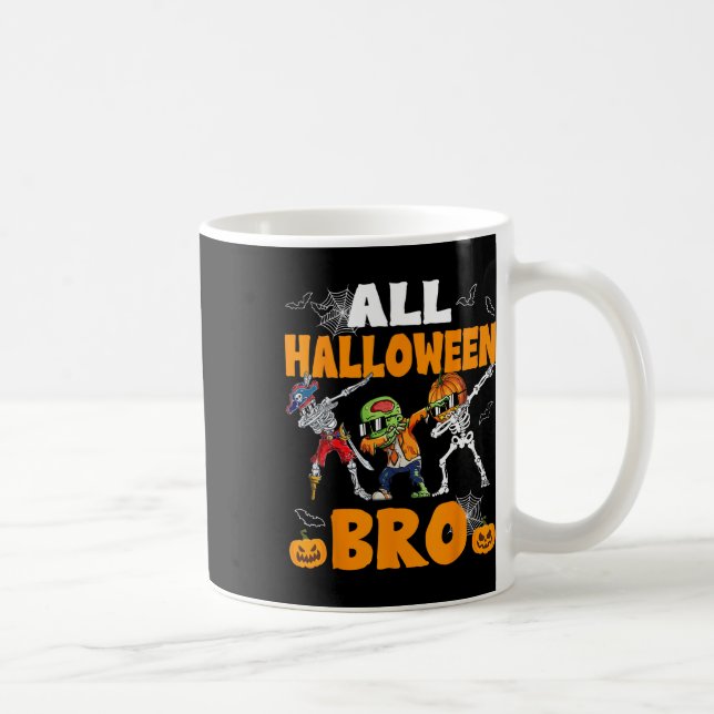 Halloween Bro Dabbing Skeleton Jack O Lantern Boys Coffee Mug (Right)