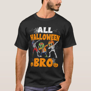 Halloween Bro Dabbing Skeleton Jack O Lantern Boys T-Shirt