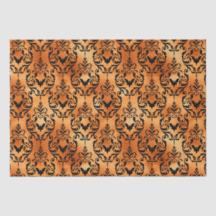 Halloween Brocade Spider Pattern Copper Black Tissue Paper