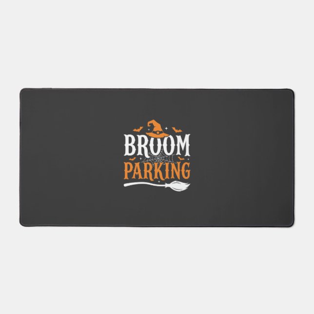 Halloween Broom Parking Witch Hat Graphic Desk Mat (Front)