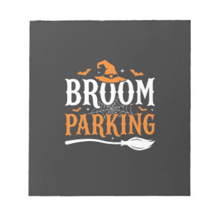 Halloween Broom Parking Witch Hat Graphic Notepad