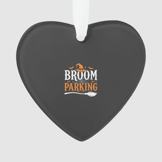 Halloween Broom Parking Witch Hat Graphic Ornament (Front)