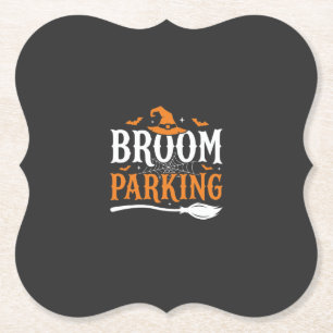 Halloween Broom Parking Witch Hat Graphic Paper Coaster