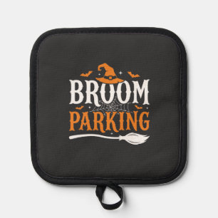 Halloween Broom Parking Witch Hat Graphic Pot Holder