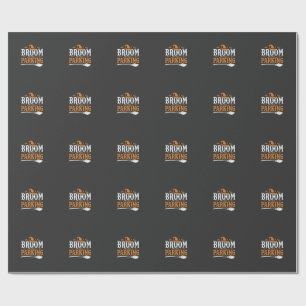Halloween Broom Parking Witch Hat Graphic Wrapping Paper