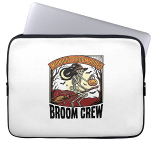 Halloween Broom Rides Vintage Skeleton Witch Graph Laptop Sleeve