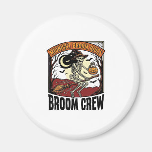 Halloween Broom Rides Vintage Skeleton Witch Graph Magnet