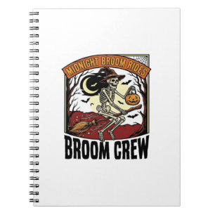 Halloween Broom Rides Vintage Skeleton Witch Graph Notebook
