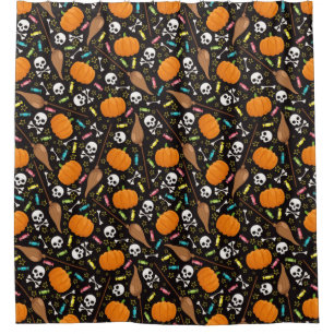 Halloween Broom Sticks And Bones Shower Curtain