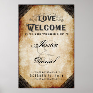 Halloween Brown Gothic 24x36 Welcome to Wedding Poster