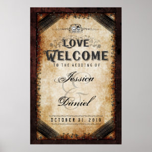 Halloween Brown Gothic 24x36 Welcome to Wedding Poster