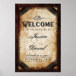 Halloween Brown Gothic 24x36 Welcome to Wedding Poster