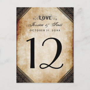 Halloween Brown Gothic LOVE Table Number Cards
