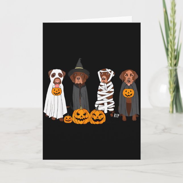 Halloween Brown Labrador Ghost Soky Chocolate Lab  Card (Front)