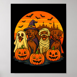 Halloween Brown Labrador Ghost Spooky Chocolate La Poster